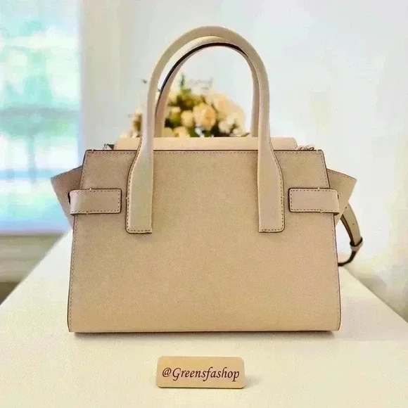 Michael Kors Purse Carmen Medium Flap Satchel shoulder bag buff
